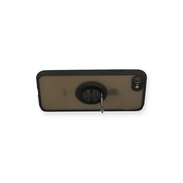 BFS  iPhone 7 Kılıf Montreal Yüzüklü Silikon Kapak - Siyah