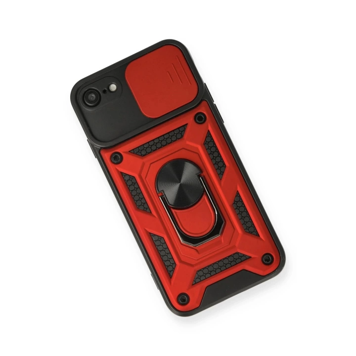 BFS  iPhone 7 Kılıf Pars Lens Yüzüklü Silikon - Kırmızı