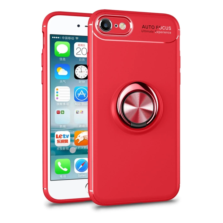 BFS  iPhone 7 Kılıf Range Yüzüklü Silikon - Kırmızı