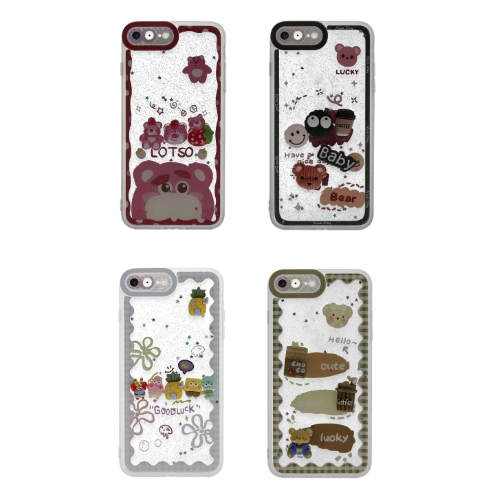 BFS  iPhone 7 Kılıf Sweet Desenli Silikon Kapak - Açık Mavi