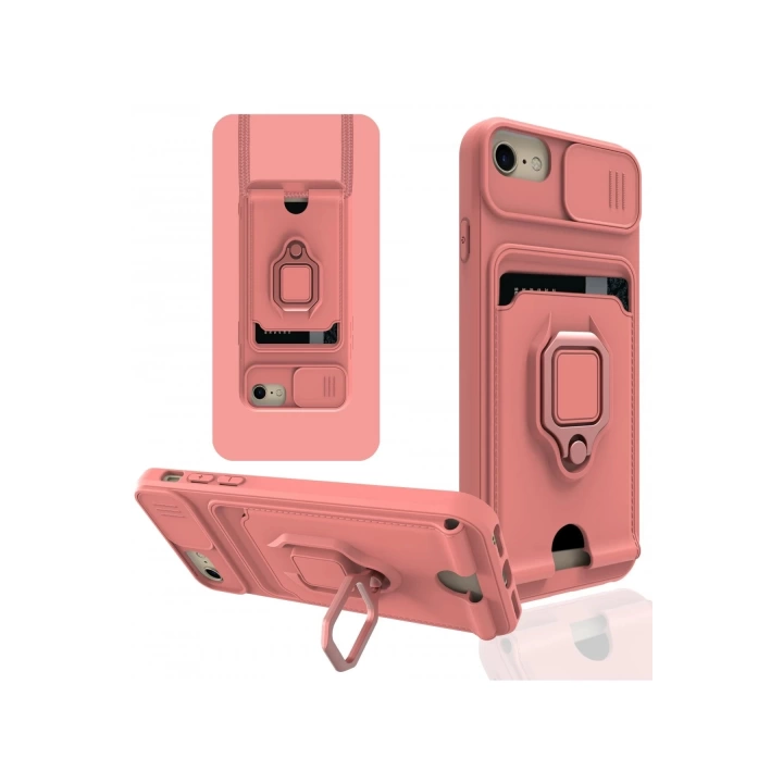 BFS  iPhone 7 Kılıf Zuma Kartvizitli Yüzüklü Silikon - Pembe