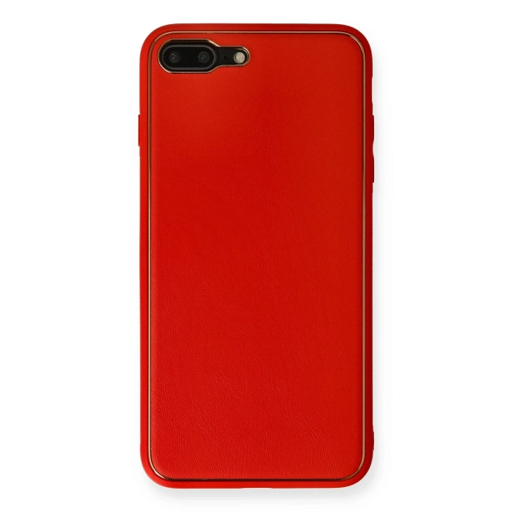 BFS  iPhone 7 Plus Kılıf Coco Deri Silikon Kapak - Kırmızı