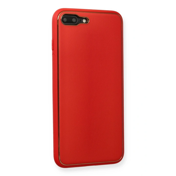 BFS  iPhone 7 Plus Kılıf Coco Deri Silikon Kapak - Kırmızı