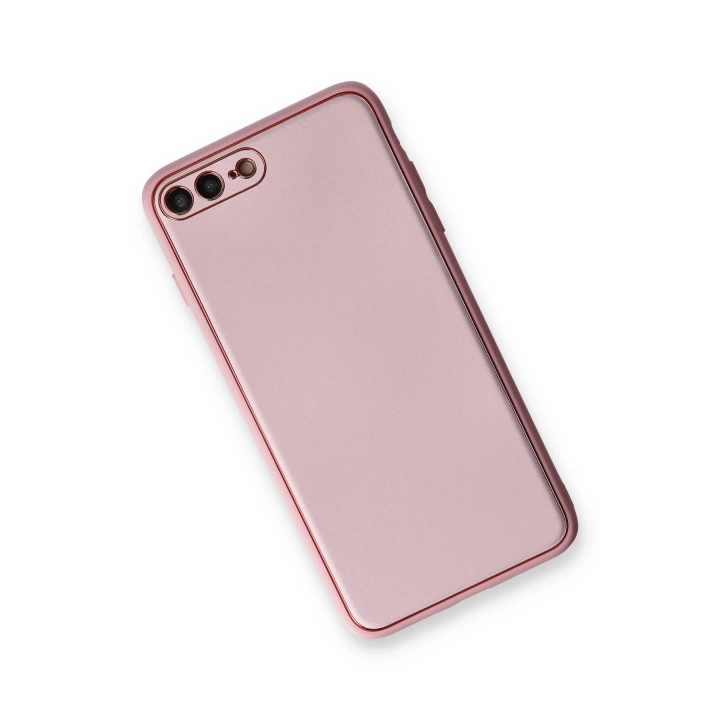 BFS  iPhone 7 Plus Kılıf Coco Deri Silikon Kapak - Pudra
