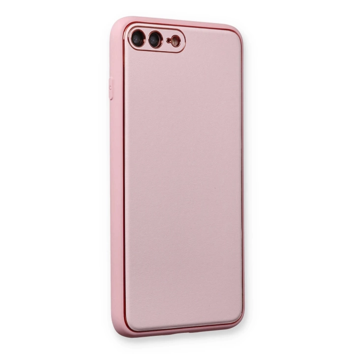 BFS  iPhone 7 Plus Kılıf Coco Deri Silikon Kapak - Pudra