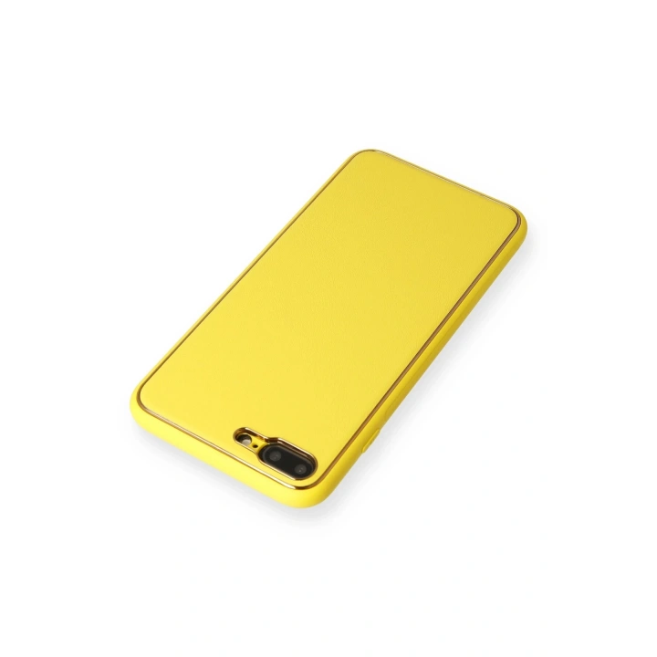 BFS  iPhone 7 Plus Kılıf Coco Deri Silikon Kapak - Sarı