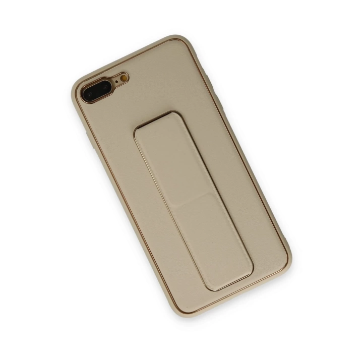 BFS  iPhone 7 Plus Kılıf Coco Deri Standlı Kapak - Gold