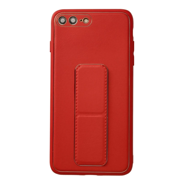 BFS  iPhone 7 Plus Kılıf Coco Deri Standlı Kapak - Kırmızı
