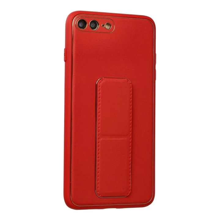 BFS  iPhone 7 Plus Kılıf Coco Deri Standlı Kapak - Kırmızı