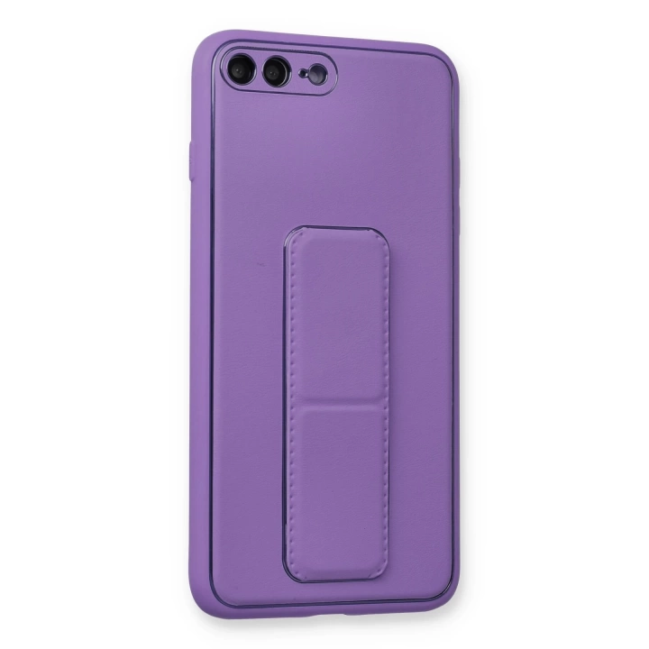 BFS  iPhone 7 Plus Kılıf Coco Deri Standlı Kapak - Koyu Lila