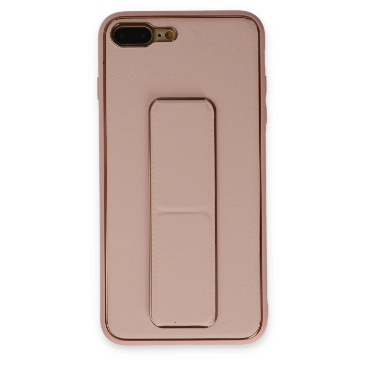 BFS  iPhone 7 Plus Kılıf Coco Deri Standlı Kapak - Pembe