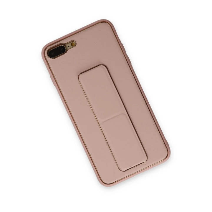 BFS  iPhone 7 Plus Kılıf Coco Deri Standlı Kapak - Pembe
