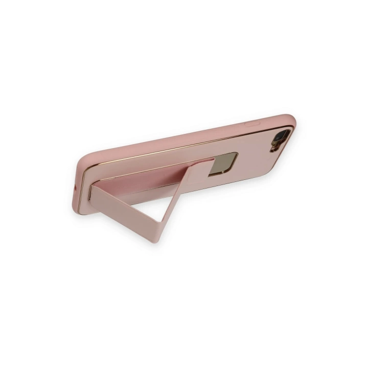 BFS  iPhone 7 Plus Kılıf Coco Deri Standlı Kapak - Pembe