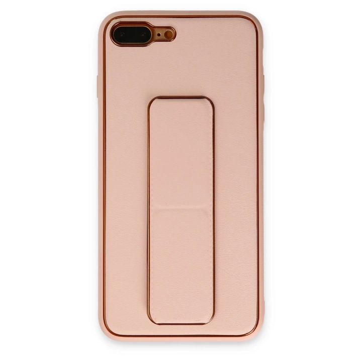 BFS  iPhone 7 Plus Kılıf Coco Deri Standlı Kapak - Pudra