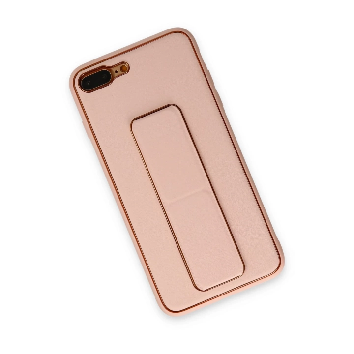 BFS  iPhone 7 Plus Kılıf Coco Deri Standlı Kapak - Pudra