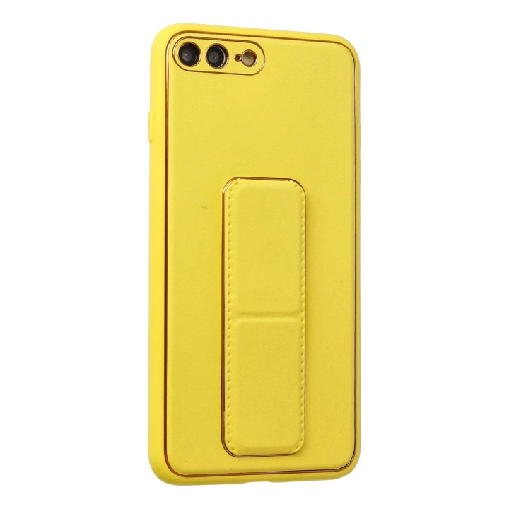BFS  iPhone 7 Plus Kılıf Coco Deri Standlı Kapak - Sarı