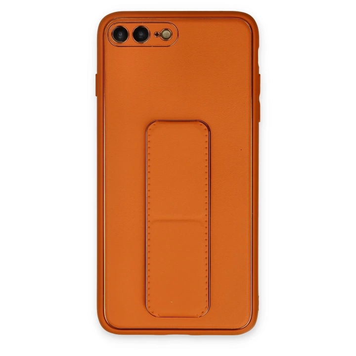 BFS  iPhone 7 Plus Kılıf Coco Deri Standlı Kapak - Turuncu