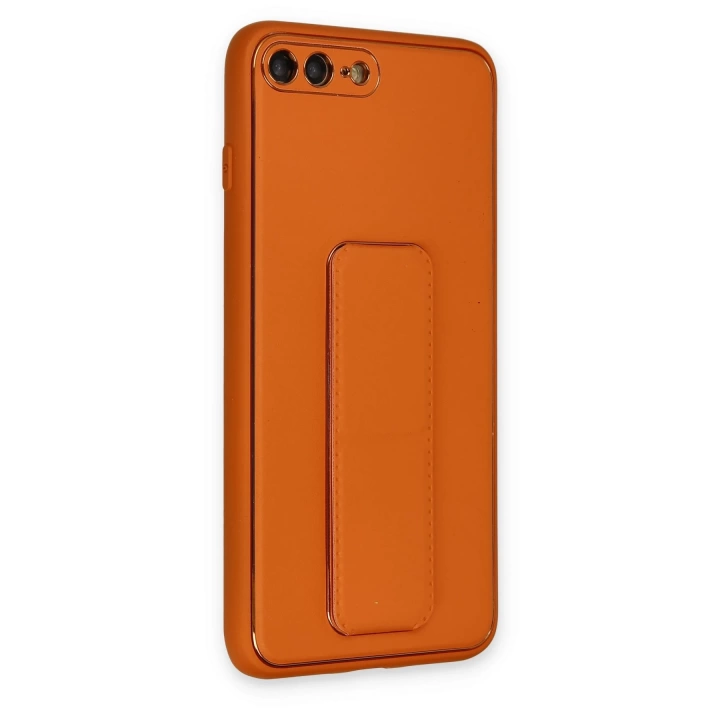 BFS  iPhone 7 Plus Kılıf Coco Deri Standlı Kapak - Turuncu