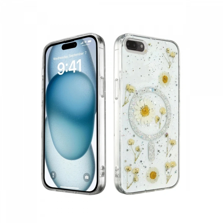 BFS  iPhone 7 Plus Kılıf Daisy Simli Magsafe Kapak - Gümüş