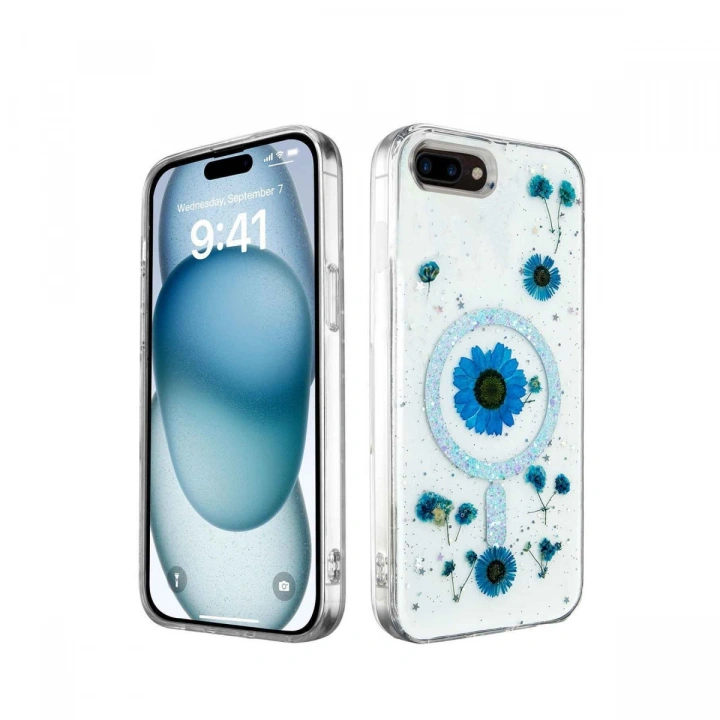 BFS  iPhone 7 Plus Kılıf Daisy Simli Magsafe Kapak - Mavi