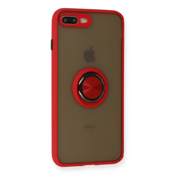 BFS  iPhone 7 Plus Kılıf Montreal Yüzüklü Silikon Kapak - Kırmızı