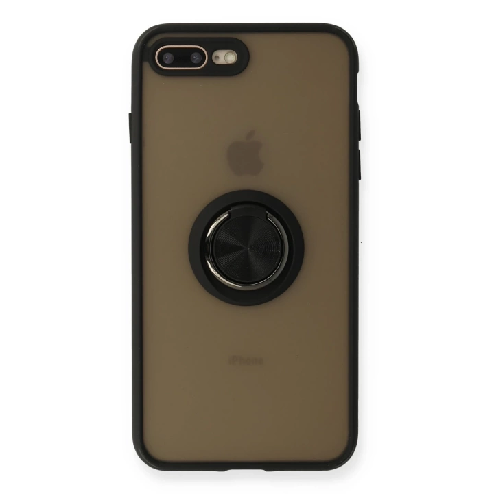 BFS  iPhone 7 Plus Kılıf Montreal Yüzüklü Silikon Kapak - Siyah