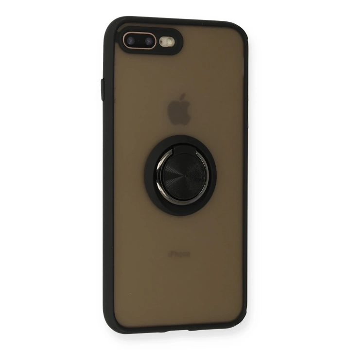 BFS  iPhone 7 Plus Kılıf Montreal Yüzüklü Silikon Kapak - Siyah