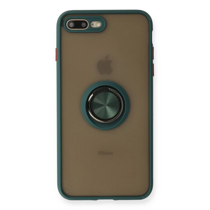 BFS  iPhone 7 Plus Kılıf Montreal Yüzüklü Silikon Kapak - Yeşil