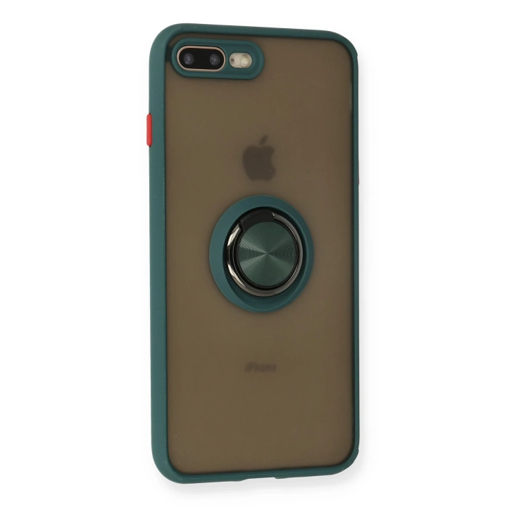 BFS  iPhone 7 Plus Kılıf Montreal Yüzüklü Silikon Kapak - Yeşil