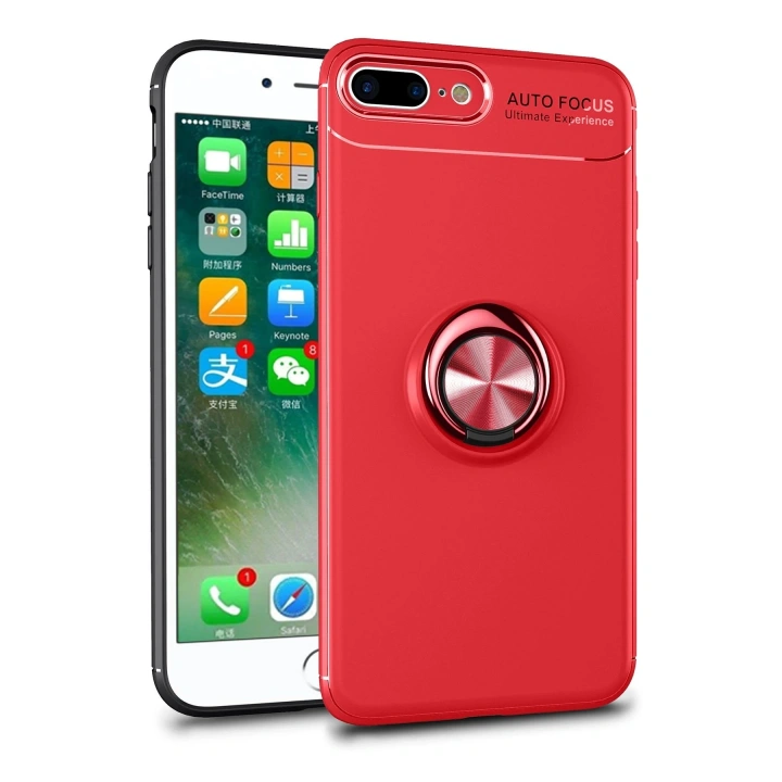 BFS  iPhone 7 Plus Kılıf Range Yüzüklü Silikon - Kırmızı