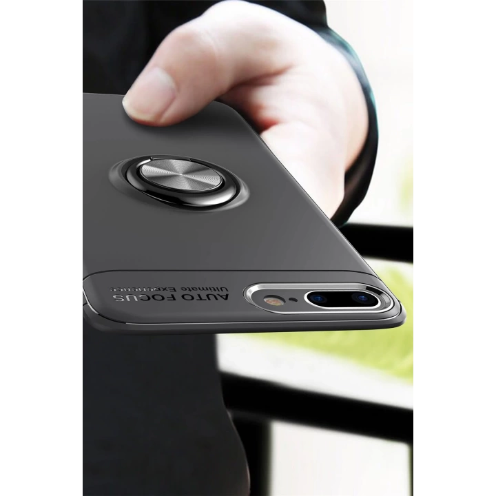 BFS  iPhone 7 Plus Kılıf Range Yüzüklü Silikon - Siyah-Gold