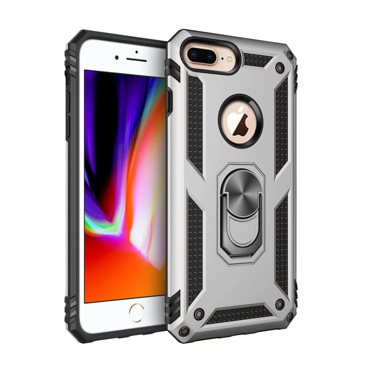 BFS  iPhone 7 Plus Kılıf Sofya Yüzüklü Silikon Kapak - Gümüş