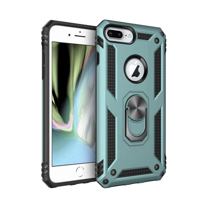BFS  iPhone 7 Plus Kılıf Sofya Yüzüklü Silikon Kapak - Yeşil