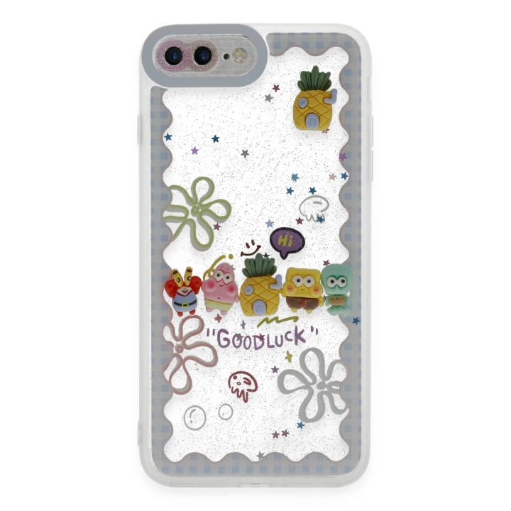 BFS  iPhone 7 Plus Kılıf Sweet Desenli Silikon Kapak - Açık Mavi
