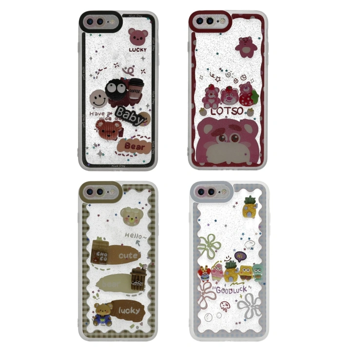 BFS  iPhone 7 Plus Kılıf Sweet Desenli Silikon Kapak - Pembe