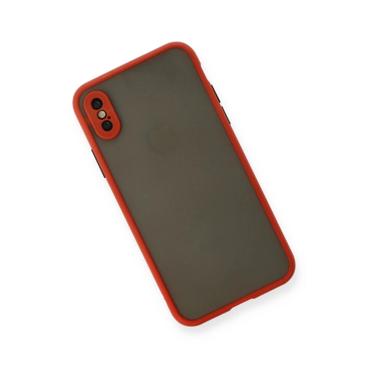 BFS  iPhone X Kılıf Montreal Silikon Kapak - Kırmızı