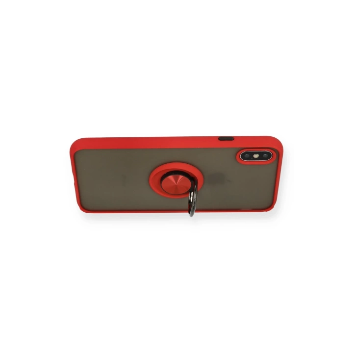 BFS  iPhone X Kılıf Montreal Yüzüklü Silikon Kapak - Kırmızı