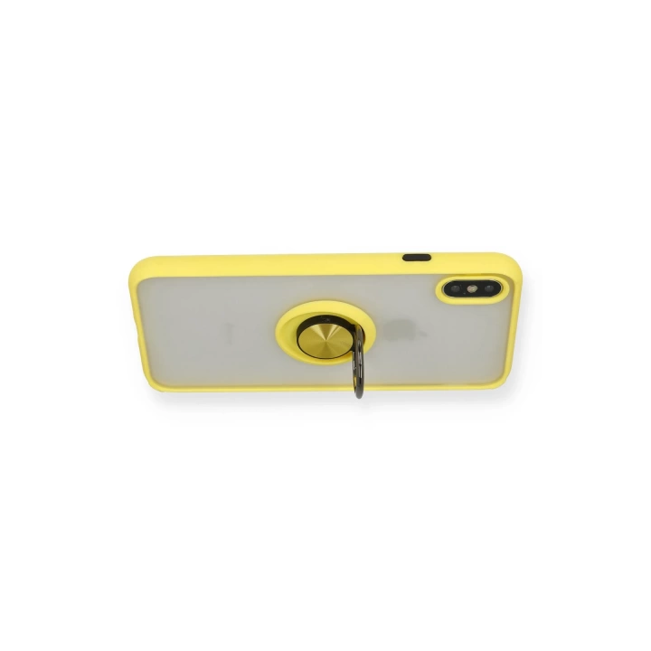 BFS  iPhone X Kılıf Montreal Yüzüklü Silikon Kapak - Sarı