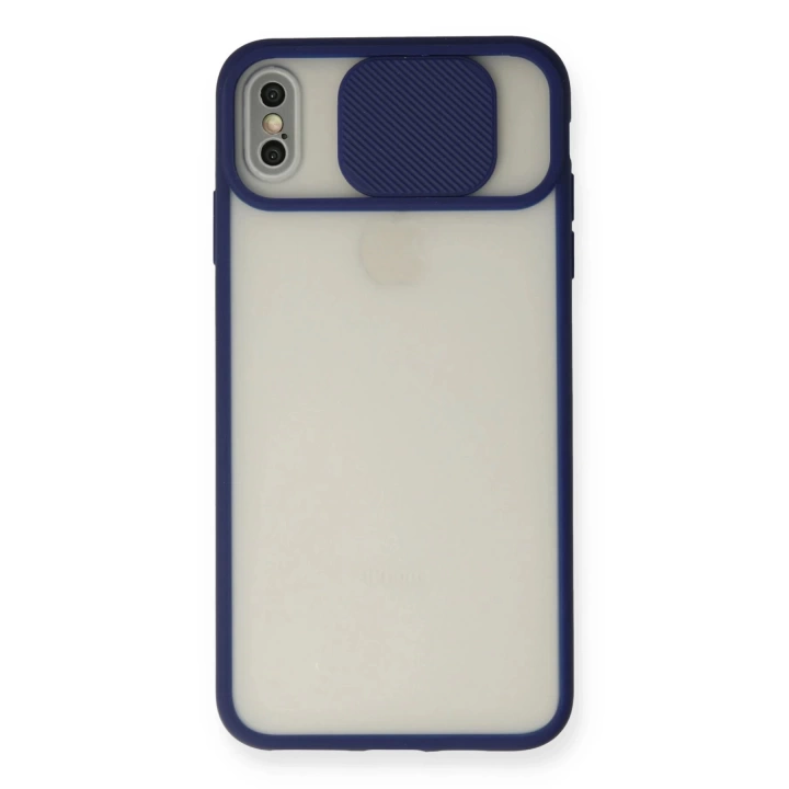 BFS  iPhone X Kılıf Palm Buzlu Kamera Sürgülü Silikon - Lacivert