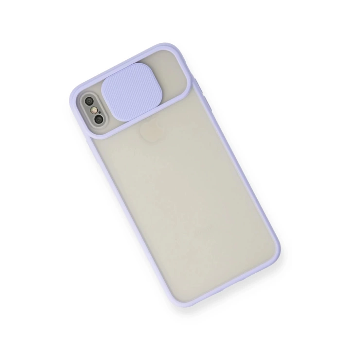 BFS  iPhone X Kılıf Palm Buzlu Kamera Sürgülü Silikon - Lila