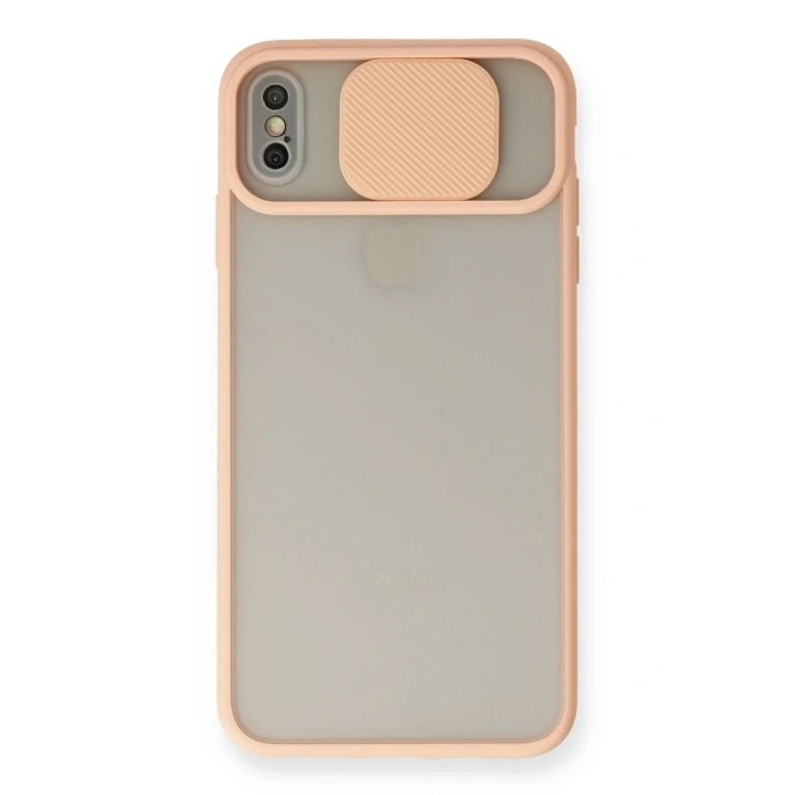 BFS  iPhone X Kılıf Palm Buzlu Kamera Sürgülü Silikon - Pembe