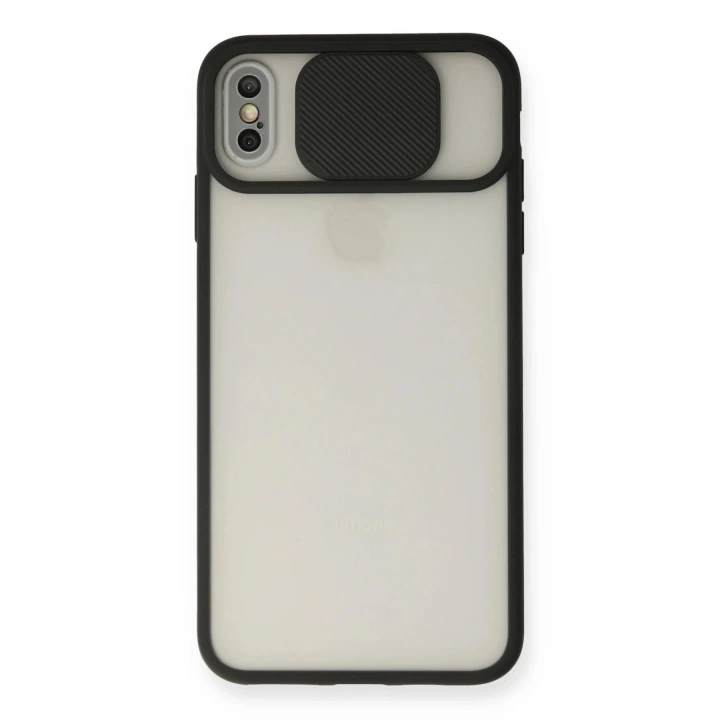 BFS  iPhone X Kılıf Palm Buzlu Kamera Sürgülü Silikon - Siyah