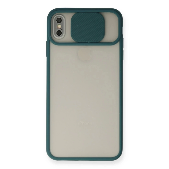 BFS  iPhone X Kılıf Palm Buzlu Kamera Sürgülü Silikon - Yeşil