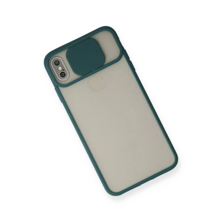 BFS  iPhone X Kılıf Palm Buzlu Kamera Sürgülü Silikon - Yeşil
