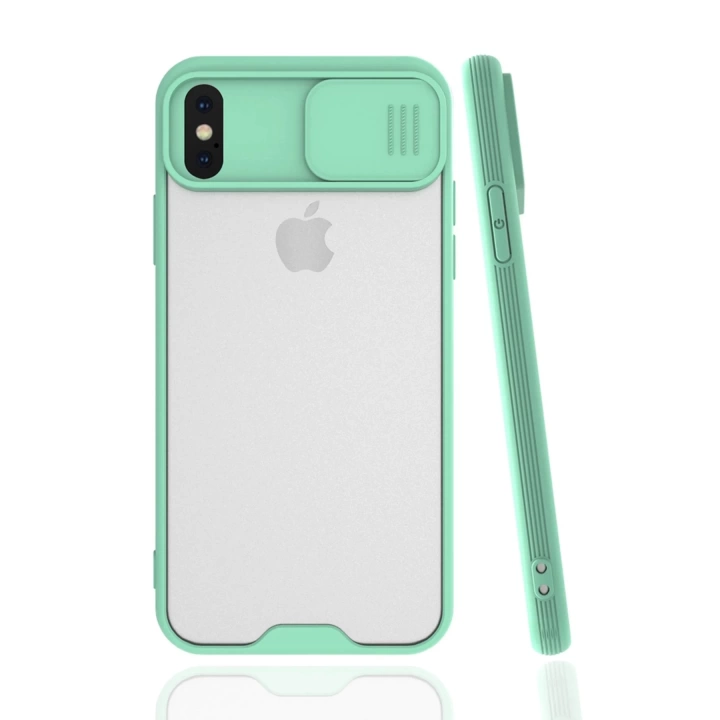 BFS  iPhone X Kılıf Platin Kamera Koruma Silikon - Açık Yeşil