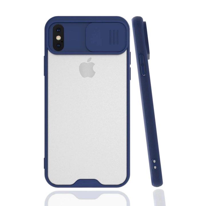 BFS  iPhone X Kılıf Platin Kamera Koruma Silikon - Lacivert