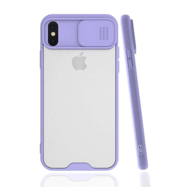 BFS  iPhone X Kılıf Platin Kamera Koruma Silikon - Lila