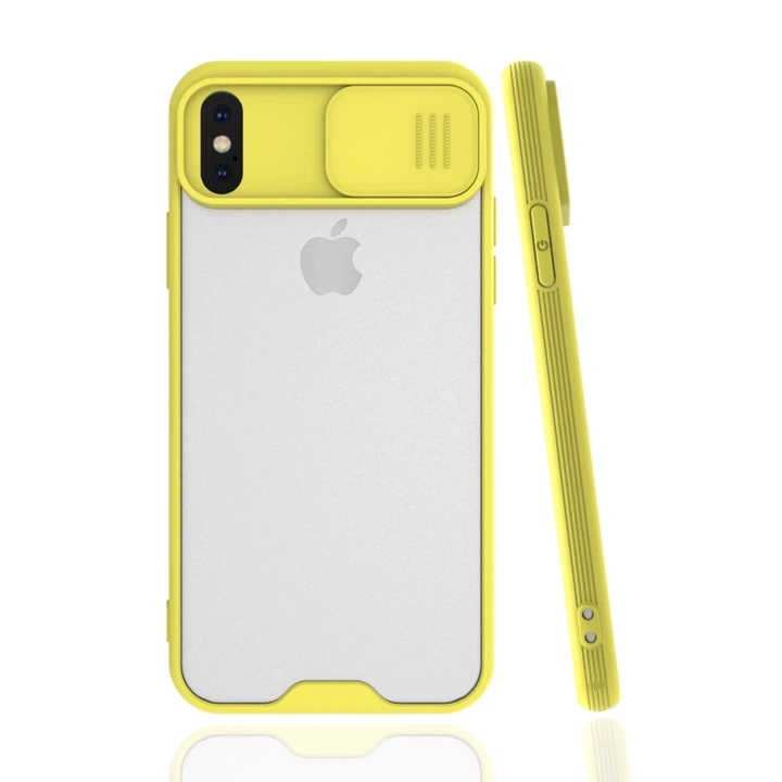 BFS  iPhone X Kılıf Platin Kamera Koruma Silikon - Sarı