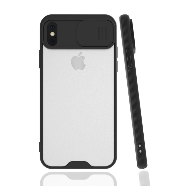 BFS  iPhone X Kılıf Platin Kamera Koruma Silikon - Siyah