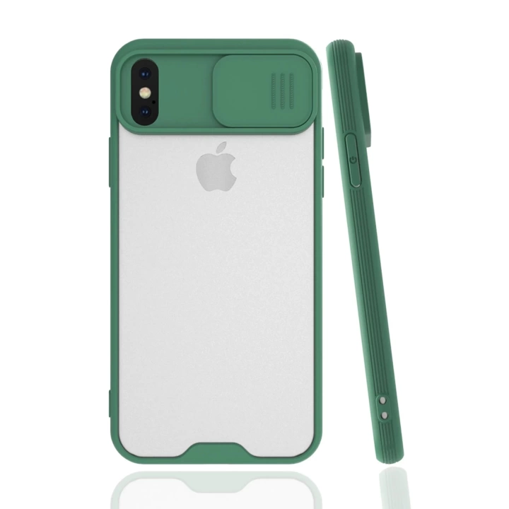 BFS  iPhone X Kılıf Platin Kamera Koruma Silikon - Yeşil